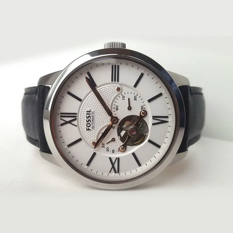 Fossil Townsman White Dial Black Leather Men's Watch- ME3104